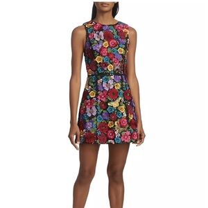 Alice + Olivia Lindsey Floral Embroidered Multicolored Mini Dress